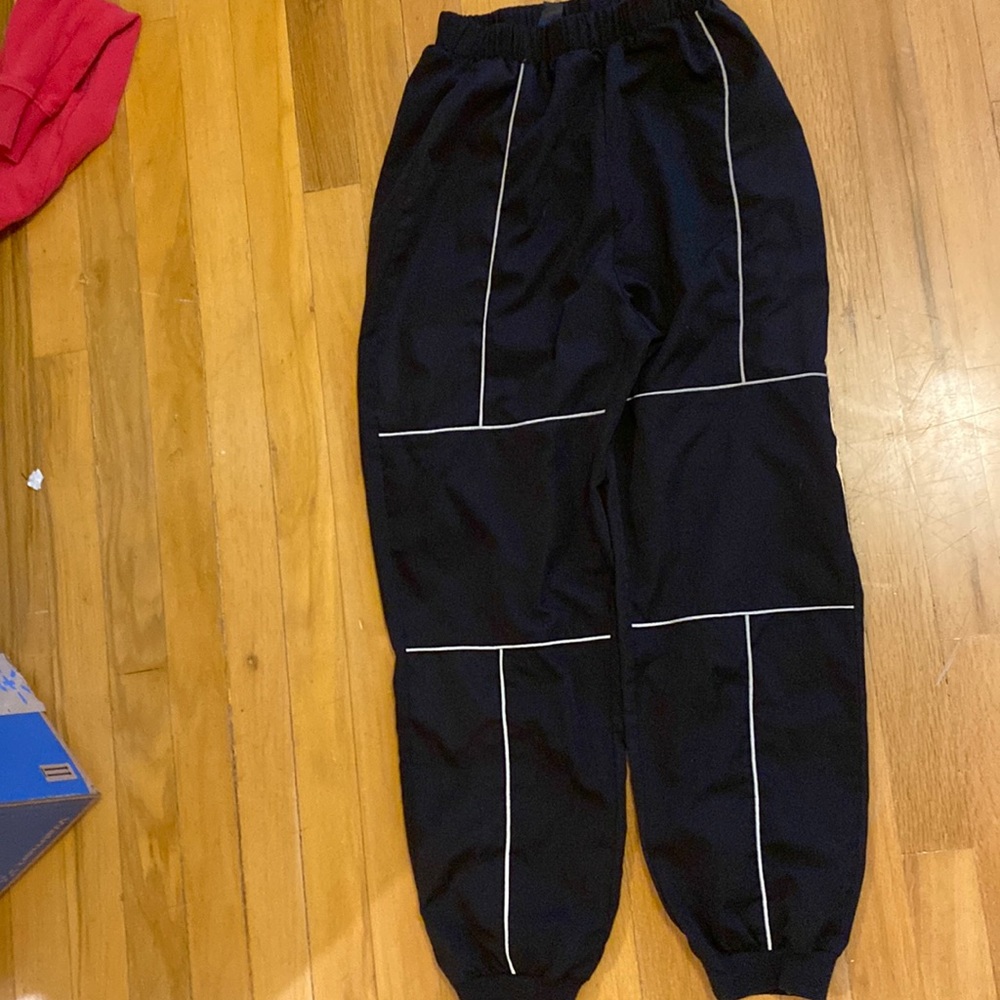 Shein black joggers with reflective lines